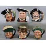 A collection of six Royal Doulton character jugs of small proportions to include; 'Sancho