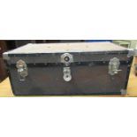 Vintage canvas and metal banded travelling trunk. (B.P. 21% + VAT)