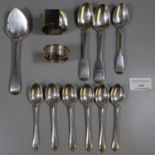 Collection of assorted silver spoons, together with two silver napkin rings. 6.5 troy ozs. (B.P. 21%