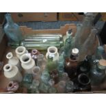 Box of various bottles; stoneware and glass; medical bottles, milk bottle etc. (B.P. 21% + VAT)