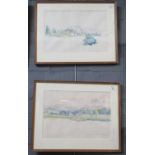 French school (20th Century), landscapes, a pair, watercolours, titled and dated in pencil. 27 x