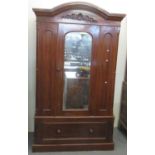 Late Victorian mahogany single door mirrored wardrobe. (B.P. 21% + VAT)