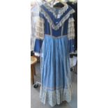 Vintage Edwardian style dress with velvet bodice, taffeta skirt, lace sleeves and collar,