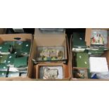 Three boxes of Lilliput Lane boxed cottages and other building ornaments to include; Britain's