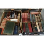 Two boxes of mainly antique books to include; 'Le Morte Darthur' Vol I & II, 'Waverley Novels', 'The