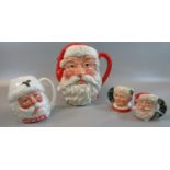 Royal Doulton 'Santa Claus' D6704 character jug, together with two small Royal Doulton character