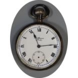 J.W Benson of London silver open faced key less lever pocket watch with Roman numerals. (B.P.