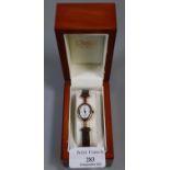 9ct Clogau gold ladies quartz wristwatch 'Classic' with crocodile strap, in original box and