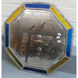 Stained glass and lead framed octagonal wall mirror. (B.P. 21% + VAT)