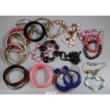 Collection of assorted necklaces, bracelets and bangles, costume jewellery. (B.P. 21% + VAT)