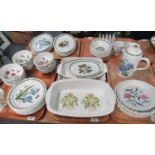 Five trays of Portmeirion pottery 'the Botanic Garden' and other design items to include; flan