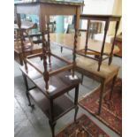 Collection of furnishing items to include; two oak lamp tables; one with barley twist supports, 19th