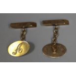 Pair of 9ct gold oval shaped cufflinks by Fred Manshaw of London. 4.3g approx. (B.P. 21% + VAT)