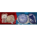 Two boxes of assorted china to include; Radfords Crown china floral plates, other floral plates,