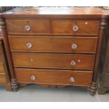 Victorian mahogany straight front chest of two short and three long drawers with glass fluted