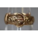 9ct gold buckle ring. 3.6g approx, size N. (B.P. 21% + VAT)