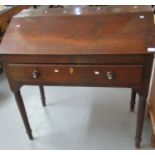 19th Century Welsh oak fall front clerks desk, the single drawer standing on ring turned baluster