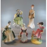 Five Royal Doulton bone china figurines to include; 'Prue', 'Summer', 'Elegance', 'Buttercup' and '