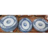 Two trays of blue and white oriental design Gordon B. Bros plates and oval dishes. (2) (B.P. 21% +
