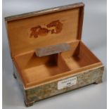Silver rectangular shaped engine turned cigarette box with wooden lining and plastic base. 15.5 troy