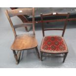 Child's beech and elm Windsor style rocking chair, together with an Edwardian inlaid mahogany