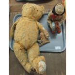 Early 20th Century mohair teddy bear with movable limbs and stitched nose, together with a