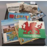 Postcards collection of all world cards in shoebox including some Welsh interest. (B.P. 21% + VAT)