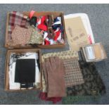 Two vintage cardboard boxes (one marked Dunlop) containing various men's fashion accessories to