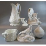 Collection of ceramics to include; Victorian Parianware relief moulded figural jug, Royal