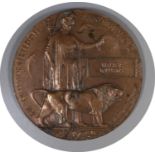 A First World War bronze death penny or plaque 'He died for freedom and honour', named to Walter