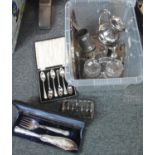 Box of mostly metalware to include; an English pewter tankard, plated items; toast rack, cutlery,