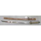 Japanese style sword with steel blade, brass handle and brass scabbard. (B.P. 21% + VAT)