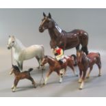 Collection of three Beswick china horses, to include: 'The Winner' and Beswick foal, together with