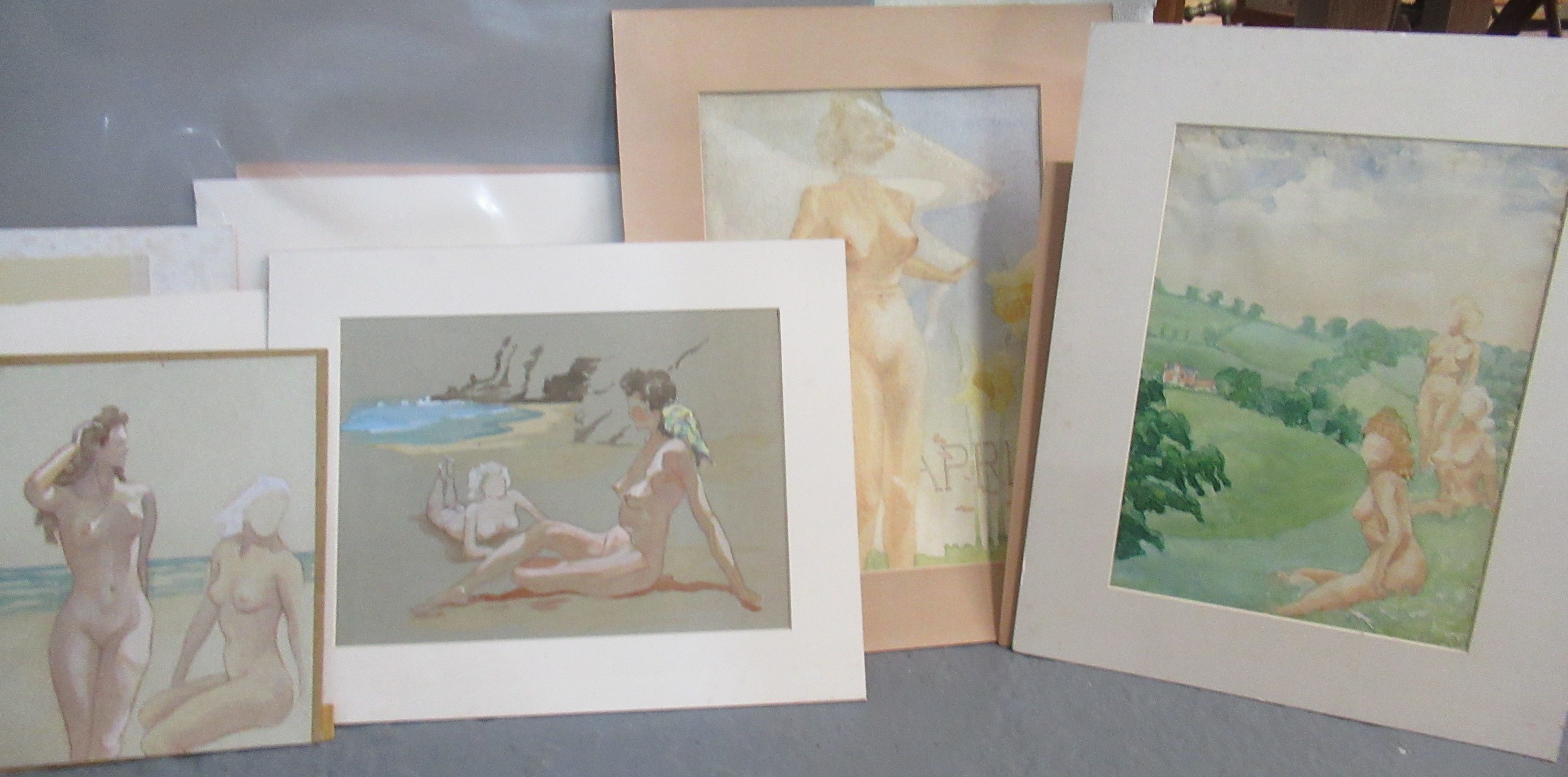 British school (20th century), a folio of female nude studies, various, watercolours. Unframed. (B.