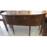 19th century mahogany inlaid break front sideboard with lion mask loop handles on square tapering