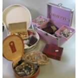 Collection of jewellery boxes with assorted costume jewellery, Colibri lighter etc. (B.P. 21% + VAT)