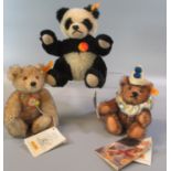 Three Steiff teddy and miniature teddy bears, to include: 'Panda 15' in original box, 'Petsy 1928'