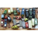 Tray of play worn diecast model vehicles and locomotives, some parts only: Lledo, Hornby etc. (B.