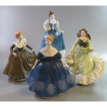Four Royal Doulton bone chine figurines, to include: 'Helen', 'Geraldine', 'Nina' and 'April'. (