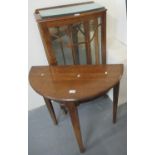 Early 20th Century oak 'D' end side table on square tapering legs, together with a mid Century