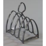 Small silver pointed arch four division toastrack with loop handle, Sheffield hallmark. 1.5 troy ozs