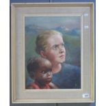 Monogram 'C A', portrait study, signed and dated 1961, oils on canvas, framed. 46x35cm approx. (B.P.