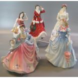 Five Royal Doulton bone china figurines, to include: 'Wedding Celebration', 'Summer Blooms', 'Tess
