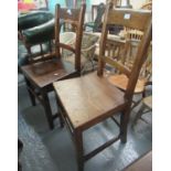 Two similar early 19th century oak car back farmhouse kitchen chairs. (2) (B.P. 21% + VAT)