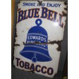Large single sided enamel sign 'Smoke and enjoy Bluebell Tobacco, Edward's Ringer & Company'. 76 x