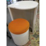 1960s white painted lamp table with pullout stool and orange fabric seat. (B.P. 21% + VAT)