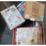 Box of all world stamps in various small boxes, in packets and loose, plus shoebox of bundleware.