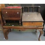 Early 20th century stained pine table top clerks/school desk, together with a 19th century