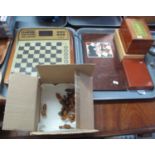 Vintage Chess Challenger Fidelity Electronics chessboard, along with a travelling chess set with