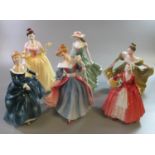 Six Royal Doulton bone china figurines, to include: 'Janet', 'Lynne', 'Welsh Beauty' with COA,